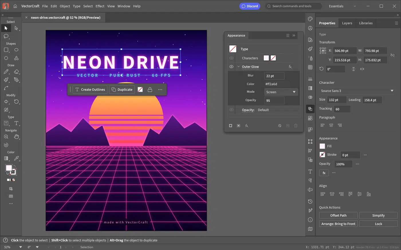 Neon Drive 编辑界面